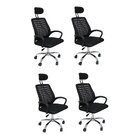 Kit 4 Cadeiras De Escritório Presidente Tela Mesh Cádis Preto