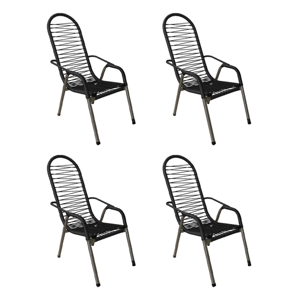 Kit 4 Cadeiras De Fio Para Varanda Area Externa Luxo Adulto P