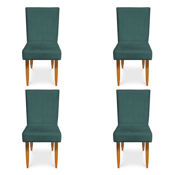 Kit 4 Cadeiras De Jantar Acapulco Suede Pés Palito Castanho -