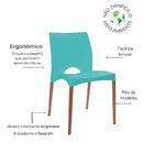 Kit 4 Cadeiras De Jantar Cannes Com Pé De Madeira Verde