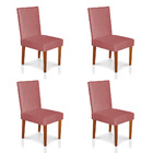 Kit 4 Cadeiras De Jantar Cannes Suede Pés Castanho - Pallazio