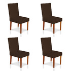 Kit 4 Cadeiras De Jantar Cannes Suede Pés Castanho - Pallazio