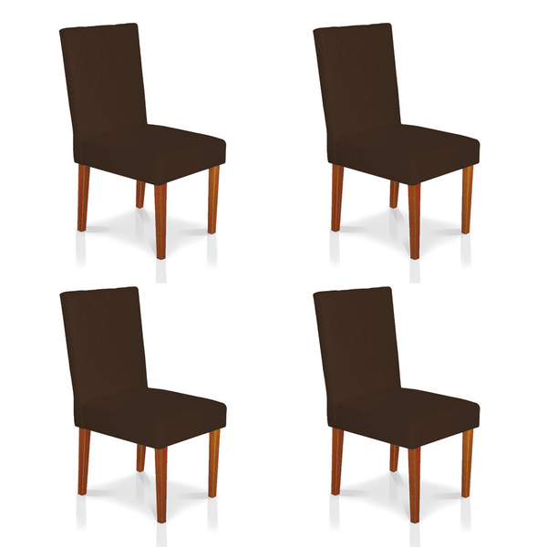 Kit 4 Cadeiras De Jantar Cannes Suede Pés Castanho - Pallazio