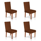 Kit 4 Cadeiras De Jantar Cannes Suede Pés Castanho - Pallazio