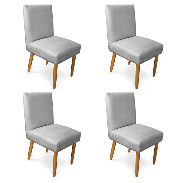 Kit 4 Cadeiras De Jantar Carol Suede Pés Palito Castanho - D'