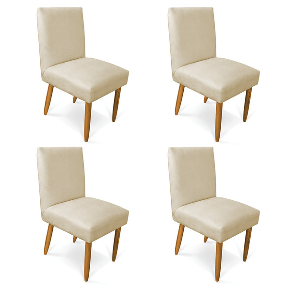 Kit 4 Cadeiras De Jantar Carol Suede Pés Palito Castanho - D'