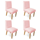 Kit 4 Cadeiras De Jantar Carol Suede Rosa Bebê Pés Palito Cas