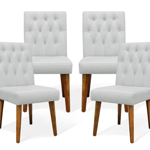 Kit 4 Cadeiras De Jantar Decorativa Gabi Suede Branco