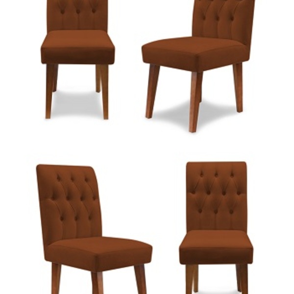 Kit 4 Cadeiras De Jantar Decorativa Gabi Suede Terrracota