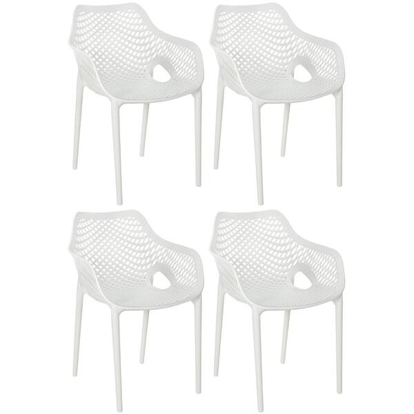 Kit 4 Cadeiras De Jantar Design Suits Com Braços Empilhável E