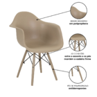 Kit 4 Cadeiras De Jantar Eames Eiffel Braço Fendi Color