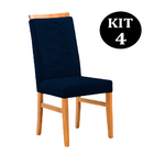 Kit 4 Cadeiras De Jantar Estofada Azul Em Veludo Merkezi