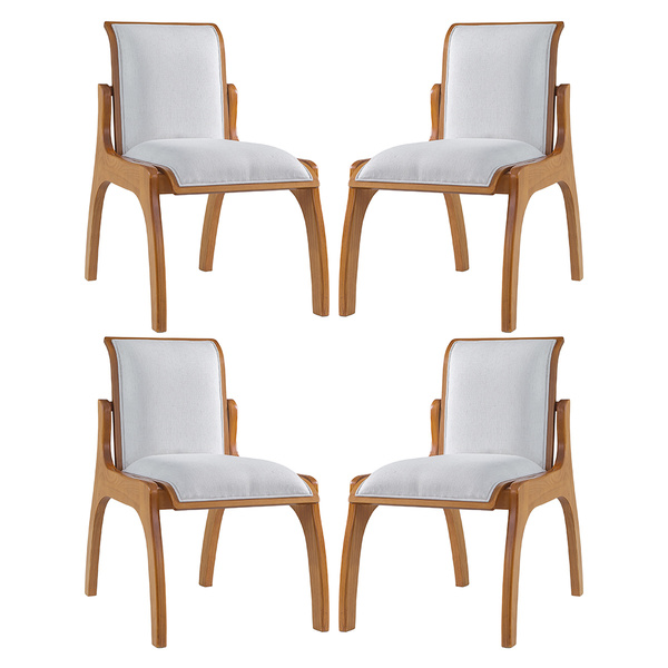 Kit 4 Cadeiras De Jantar Estofada Barcelona 55 X 82 Cm Madeir