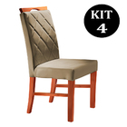 Kit 4 Cadeiras De Jantar Estofada Bege Em Veludo Kare