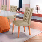 Kit 4 Cadeiras De Jantar Estofada Bege Em Veludo Sedye