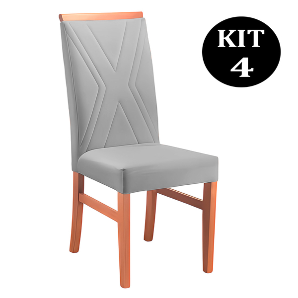 Kit 4 Cadeiras De Jantar Estofada Cinza Em Veludo Kloten