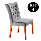 Kit 4 Cadeiras De Jantar Estofada Cinza Em Veludo Sedye