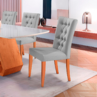 Kit 4 Cadeiras De Jantar Estofada Cinza Em Veludo Sedye