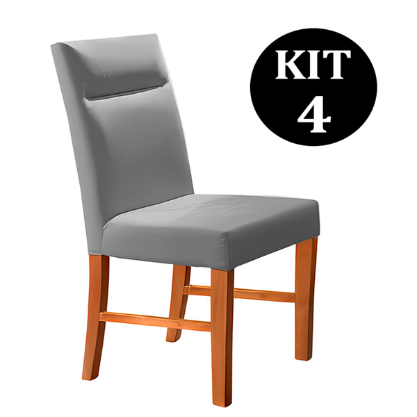 Kit 4 Cadeiras De Jantar Estofada Cinza Em Veludo Yastik