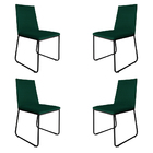 Kit 4 Cadeiras De Jantar Estofada Lille Base Preta Veludo Ver