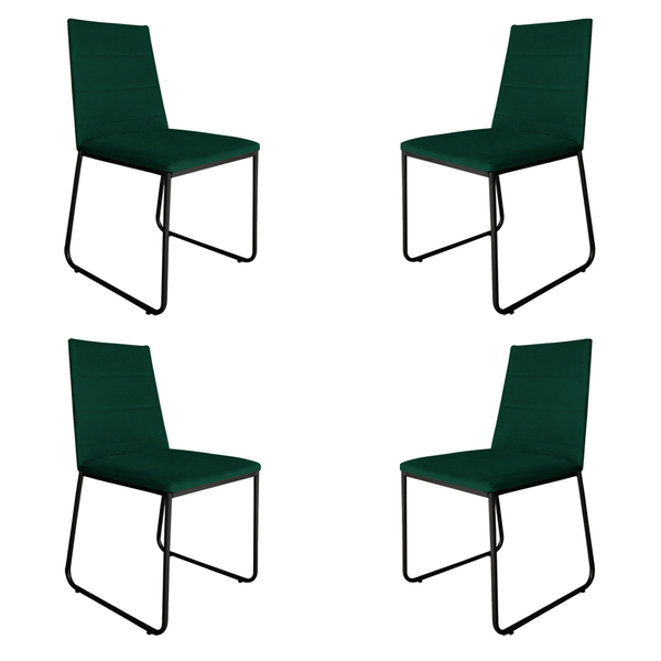 Kit 4 Cadeiras De Jantar Estofada Lille Base Preta Veludo Ver