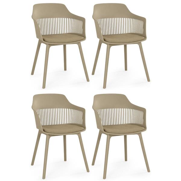 Kit 4 Cadeiras De Jantar Estofada Marcela - Nude Escuro