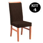 Kit 4 Cadeiras De Jantar Estofada Marrom Em Veludo Kloten