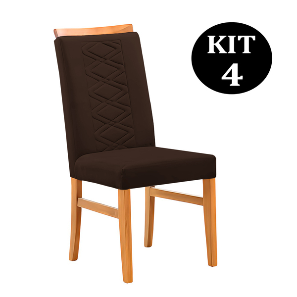 Kit 4 Cadeiras De Jantar Estofada Marrom Em Veludo Merkezi