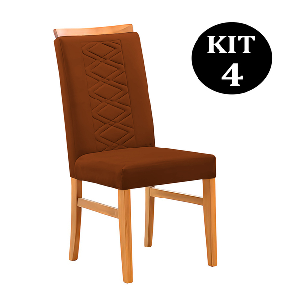 Kit 4 Cadeiras De Jantar Estofada Ocre Em Veludo Merkezi
