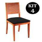 Kit 4 Cadeiras De Jantar Estofada Preto Em Veludo Arsa