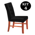 Kit 4 Cadeiras De Jantar Estofada Preto Em Veludo Sirt