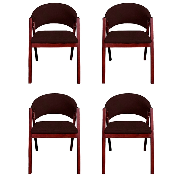 Kit 4 Cadeiras De Jantar Estofada Tecido Facto Marrom Madeira