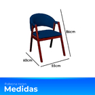 Kit 4 Cadeiras De Jantar Estofada Veludo Azul Madeira Maciça