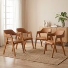 Kit 4 Cadeiras De Jantar Estofadas Em Madeira Maciça E Corino