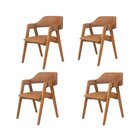 Kit 4 Cadeiras De Jantar Estofadas Em Madeira Maciça E Corino