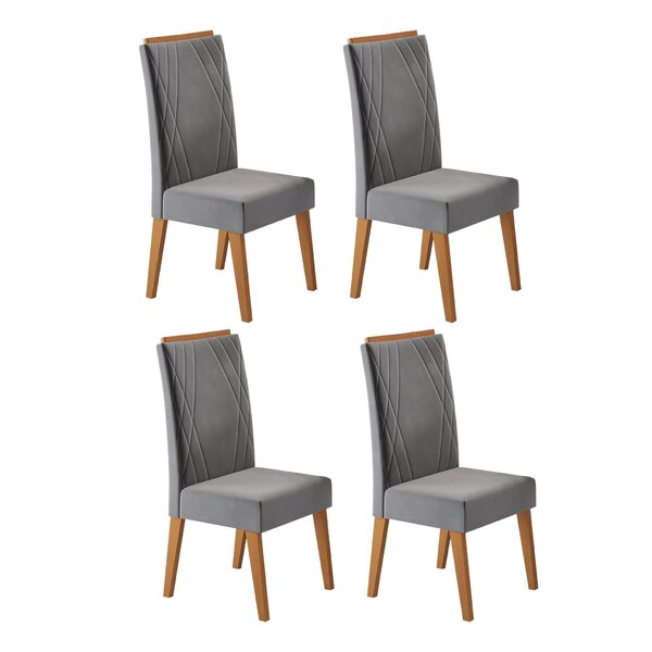 Kit 4 Cadeiras De Jantar Estofadas Em Madeira Maciça Vegas Ye