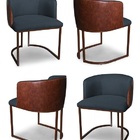 Kit 4 Cadeiras De Jantar Florença Compose Linho Azul Jeans E