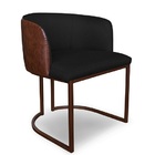 Kit 4 Cadeiras De Jantar Florença Compose Linho Preto E Couri