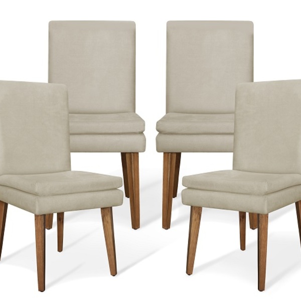 Kit 4 Cadeiras De Jantar Jade Suede Bege - Meu Lar Decorações
