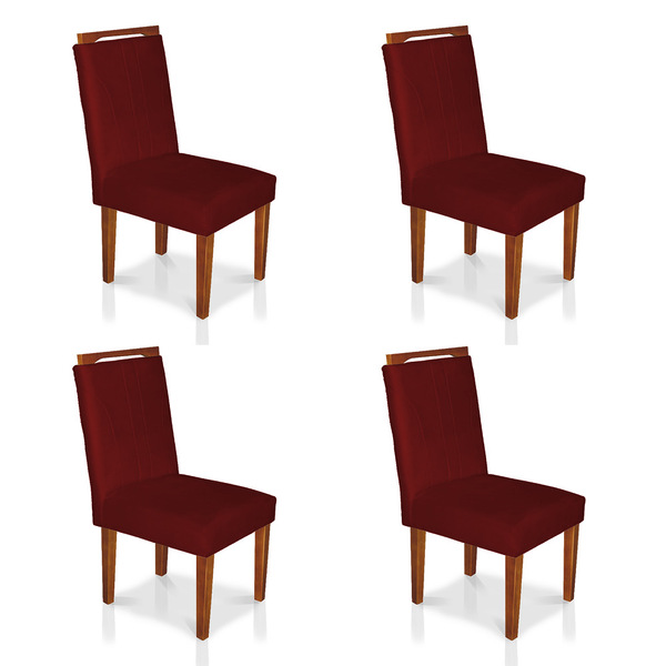 Kit 4 Cadeiras De Jantar Lyon Suede Pés Castanho - Pallazio -