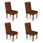Kit 4 Cadeiras De Jantar Lyon Suede Pés Castanho - Pallazio -