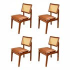 Kit 4 Cadeiras De Jantar Madeira 100% Maciça Tauari E Rattan