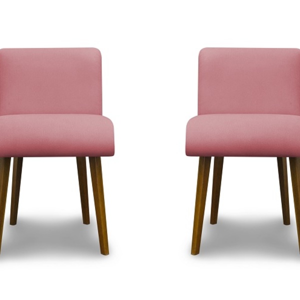 Kit 4 Cadeiras De Jantar Madri Suede Rosa - Meu Lar Decorações