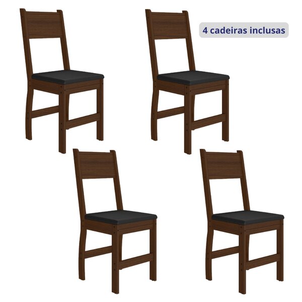 Kit 4 Cadeiras De Jantar Mdf Milano Amêndoa/preto