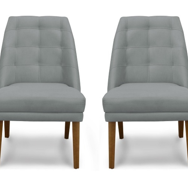 Kit 4 Cadeiras De Jantar Paris Suede Cinza Claro - Meular Dec