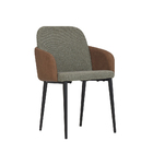 Kit 4 Cadeiras De Jantar Pés Em Aço Bronx Linho/pu Cinza/marr