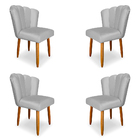 Kit 4 Cadeiras De Jantar Pétala Estofada Pés Palito Veludo -