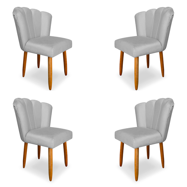 Kit 4 Cadeiras De Jantar Pétala Estofada Pés Palito Veludo -