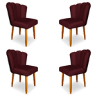Kit 4 Cadeiras De Jantar Pétala Estofada Pés Palito Veludo Bo