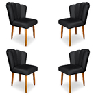 Kit 4 Cadeiras De Jantar Pétala Estofada Pés Palito Veludo Ci